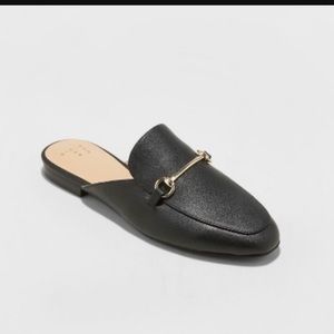 A New Day Black Mules with Metal Bit Detail